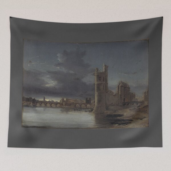 Item preview,  Paris with Tour St Jacques and Notre Dame in the evening - Anton Melbye designed and sold by Vintage Designs +.