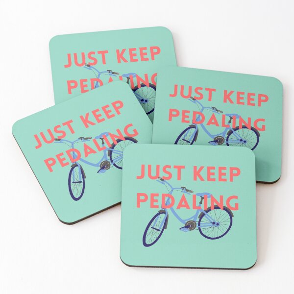 Item preview, Just Keep Pedaling (Mint Green / Blue Bicycle) designed and sold by baldbird.