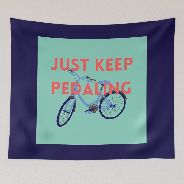 Item preview, Just Keep Pedaling (Mint Green / Blue Bicycle) designed and sold by baldbird.