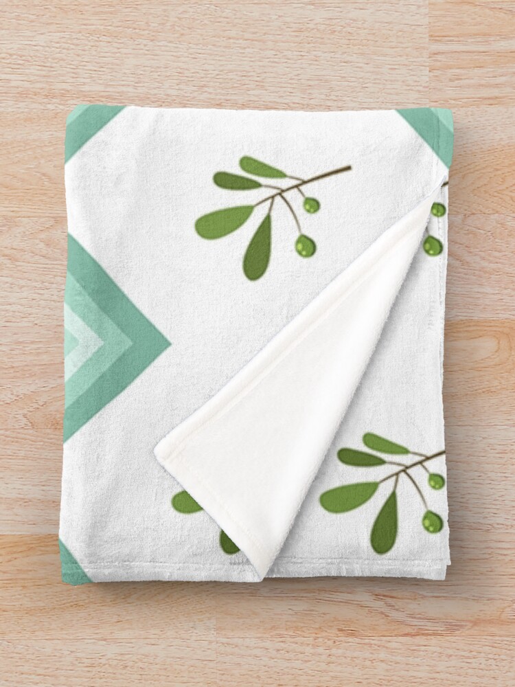 Alternate view of Trendy Green Chevron Flower Stripe Print Throw Blanket