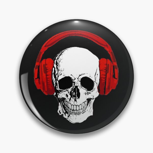 Item preview, Skull with vintage red headphones, listen to music, cool draw skull designed and sold by Collagedream.