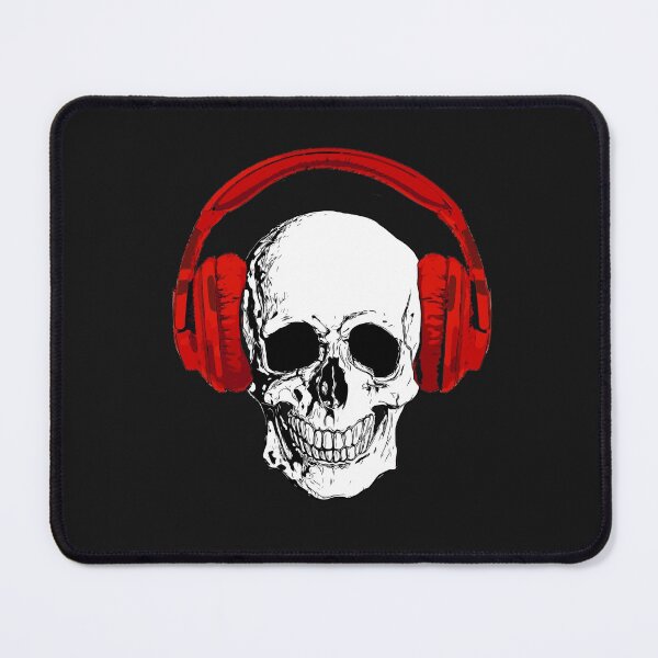 Item preview, Skull with vintage red headphones, listen to music, cool draw skull designed and sold by Collagedream.