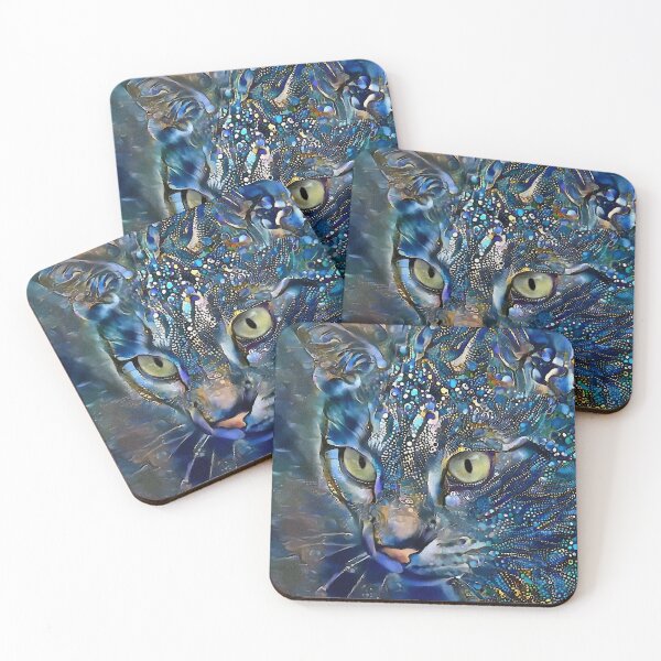 Item preview, Galyn, cat, chat, cat, kitty, kitten, lea roche paintings, blue cat designed and sold by L. ROCHE.