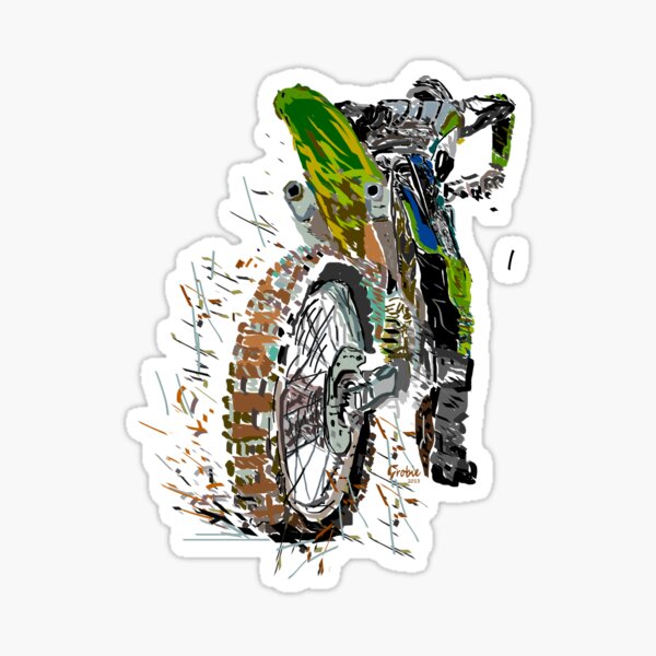 Stickers Moto Cross Saut Jaune — L'Atelier à Stickers