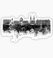 Strasbourg skyline in black watercolor Sticker