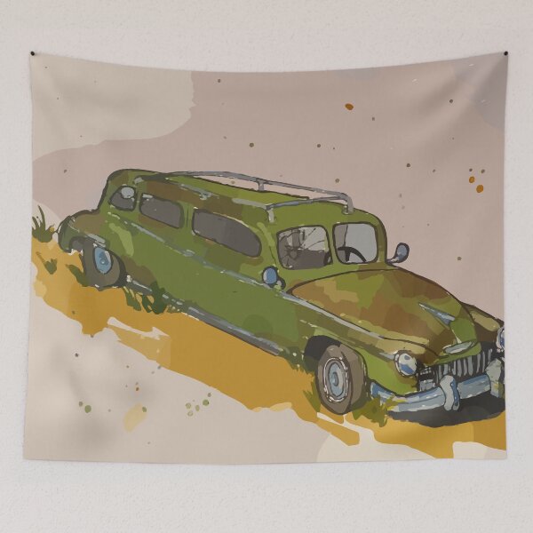 Artikelvorschau, Altes grünes antikes Auto auf der Route 66 in Arizona – WelshDesigns entworfen und verkauft von welshdesigns.