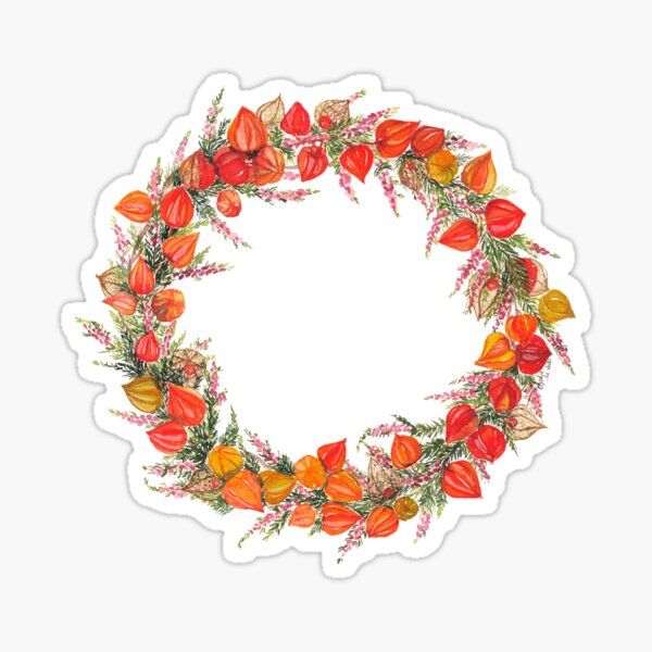 Couronne de physialis et bruyère Sticker