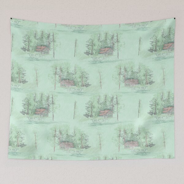 Item preview, forest house with green background designed and sold by maicagonzalez.