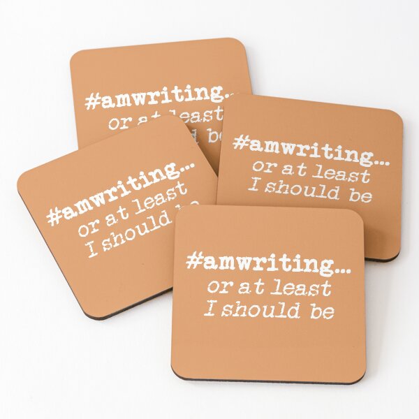 Item preview, #amwriting or at least I should be White on Pumpkin Spice designed and sold by TeaRoseWriter.