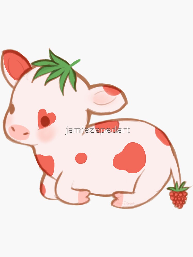 "Raspberry Cow" Sticker for Sale by jamiezepedart Redbubble