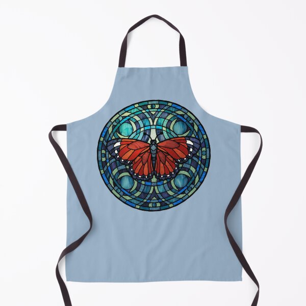 Item preview, Red Butterfly Round Blue Stained Glass designed and sold by Wyvernwrought.