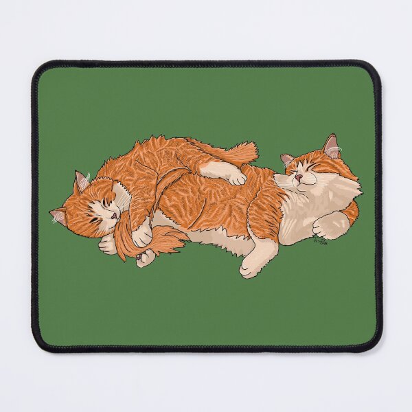 Item preview, Sleeping Fluffy Ginger Tabbies Cuddle Pile - Fern Green Background designed and sold by EcoElsa.