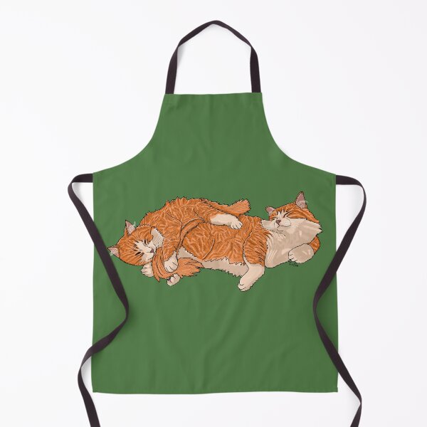 Item preview, Sleeping Fluffy Ginger Tabbies Cuddle Pile - Fern Green Background designed and sold by EcoElsa.