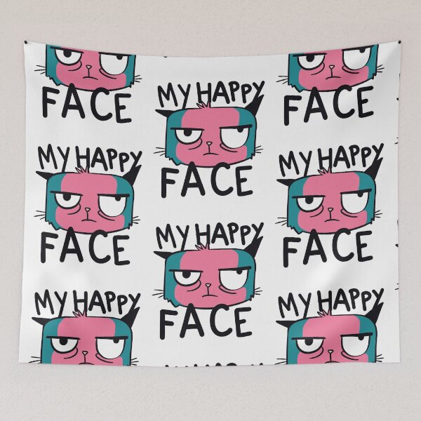Item preview, Funny This is My Happy Face Cat Quote designed and sold by LAXIR.
