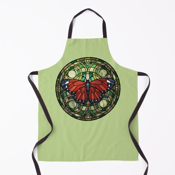 Item preview, Red Butterfly Round Green Stained Glass designed and sold by Wyvernwrought.