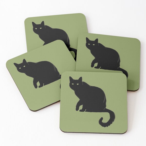Item preview, Pitch Black Cat - Sage Green Background designed and sold by EcoElsa.