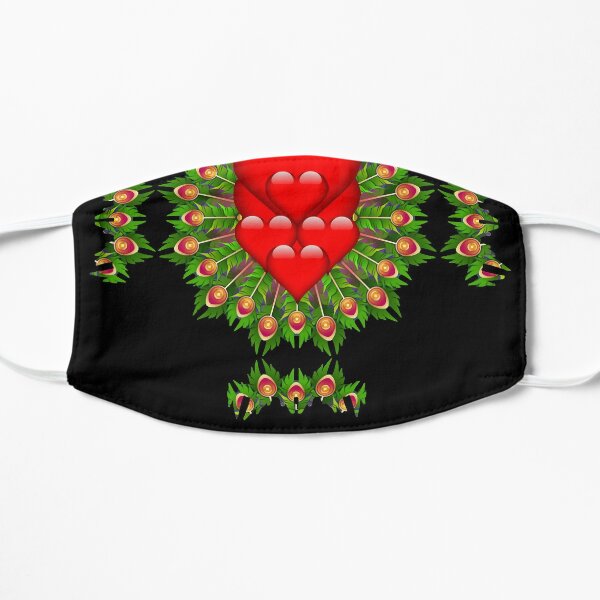 Hearts and Flowers of Love on the Cross Flat Mask