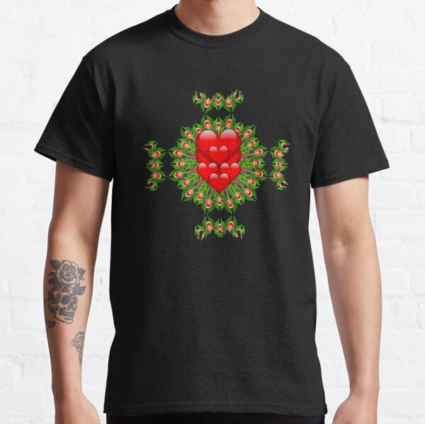 Hearts and Flowers of Love on the Cross Classic T-Shirt
