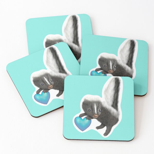 Item preview, Adorable Baby Skunk for Skunk Lovers, Blue Heart Turquoise  designed and sold by Mochi-Merch.