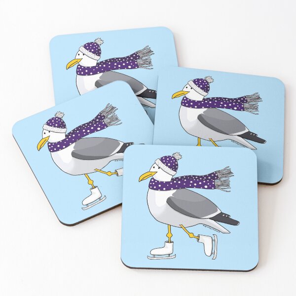 Item preview, Ice skating Christmas Seagull designed and sold by Loadofolbobbins.