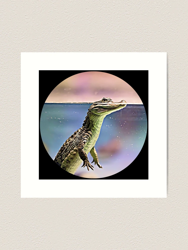 Crocodile In Water Portrait | Art Print