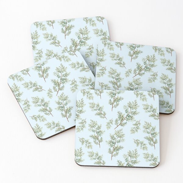 Item preview, Juniper berries - Vintage style wispy pine pattern on pale blue ice designed and sold by yennyz.