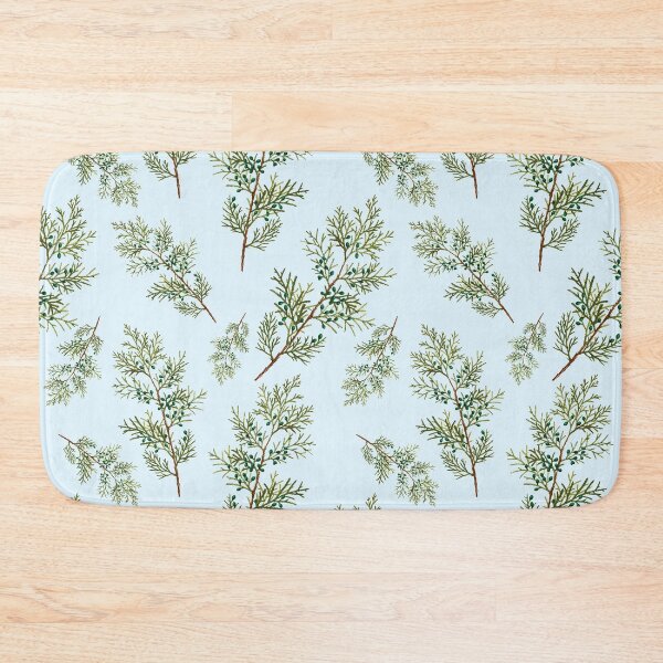 Item preview, Juniper berries - Vintage style wispy pine pattern on pale blue ice designed and sold by yennyz.