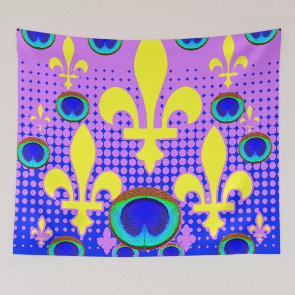 Item preview,  LILAC-BLUE FLEUR DE LYS PEACOCK PATTERN   designed and sold by sharlesart.