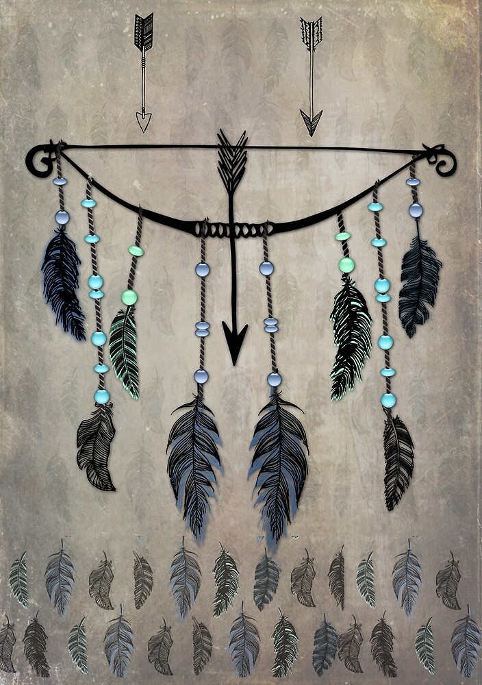 "Bow, Arrow, and Feathers" by Carol Vega Redbubble
