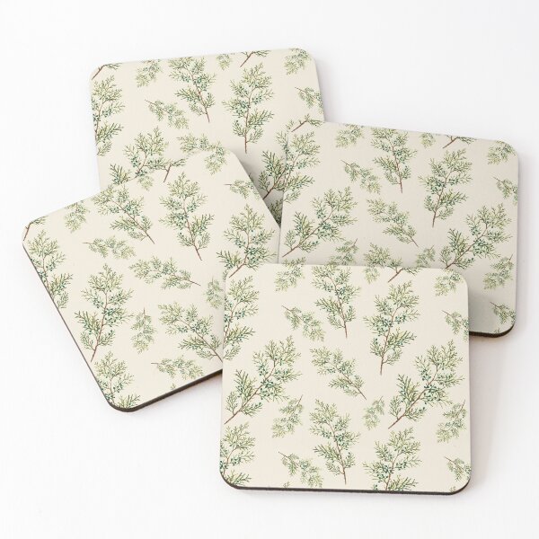 Item preview, Juniper berries - Vintage style wispy pine pattern on pale sand beige designed and sold by yennyz.