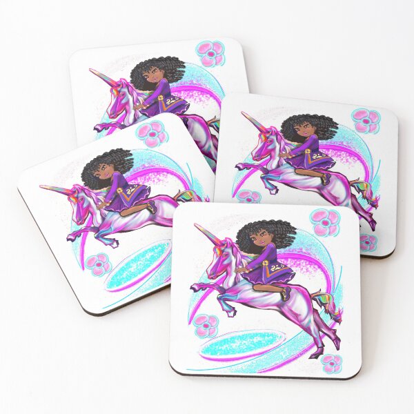 Item preview, Curly hair Princess on a unicorn pony ii - black girl with curly afro hair on a horse. Black princess designed and sold by Artonmytee.