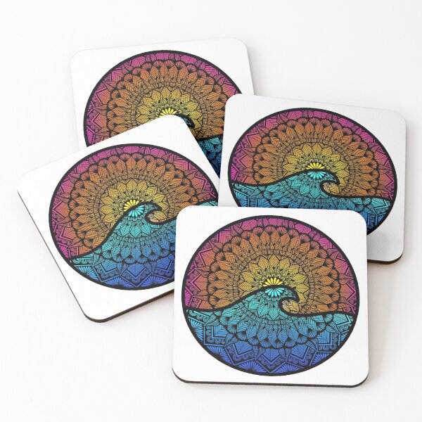 Item preview, Sun & Sea art sunset art ocean art  beach art mandala art sea art wave art designed and sold by lucysbohodesign.