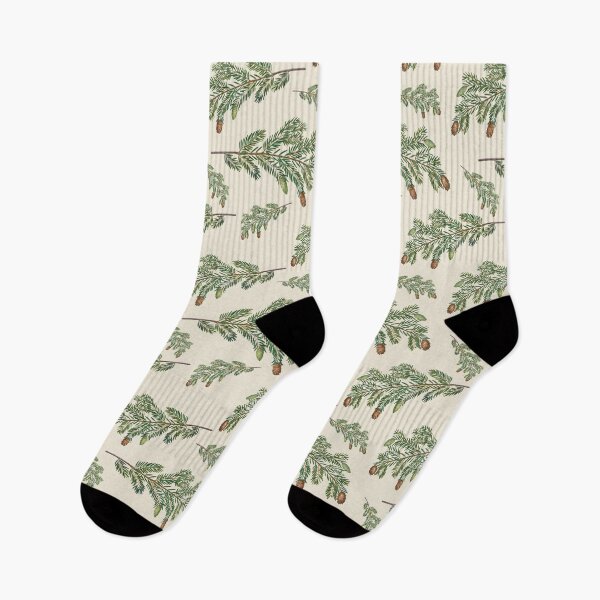 Item preview, Pine tree branch - Vintage style wispy pine pattern on pale sand beige designed and sold by yennyz.