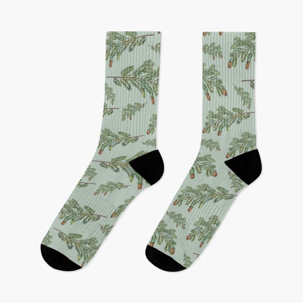 Item preview, Pine tree branch - Vintage style wispy pine pattern on pale sage green designed and sold by yennyz.