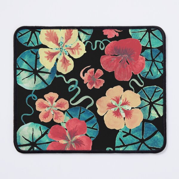 Item preview, Watercolor Garden Nasturtiums. Dark Floral Pattern designed and sold by tanjica.