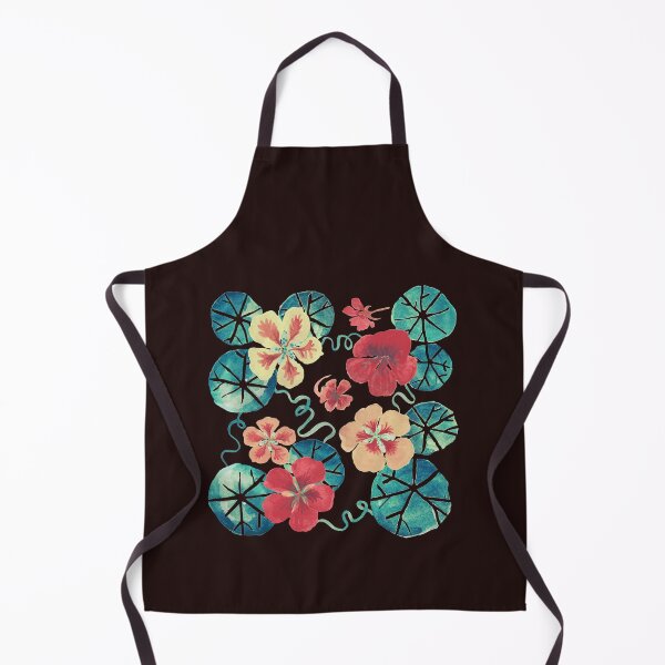 Item preview, Watercolor Garden Nasturtiums. Dark Floral Pattern designed and sold by tanjica.