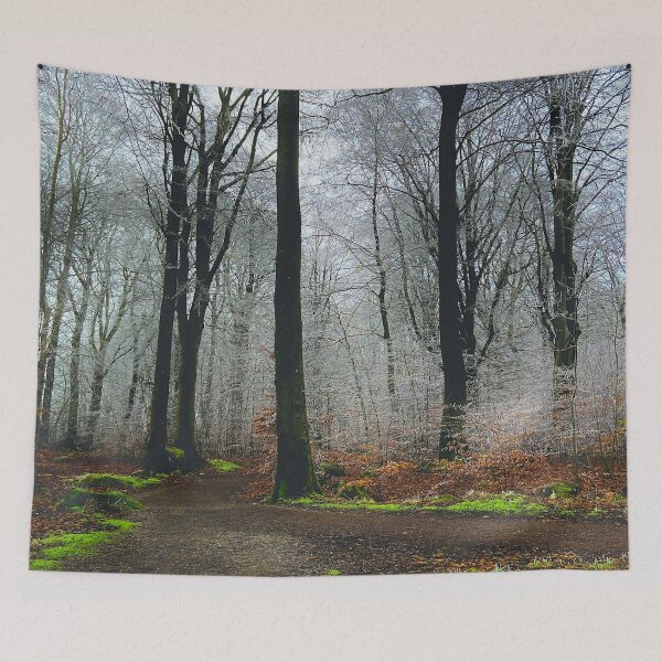Item preview, Frosty trees in the forest on a cold winter morning designed and sold by HenrikGPhoto.