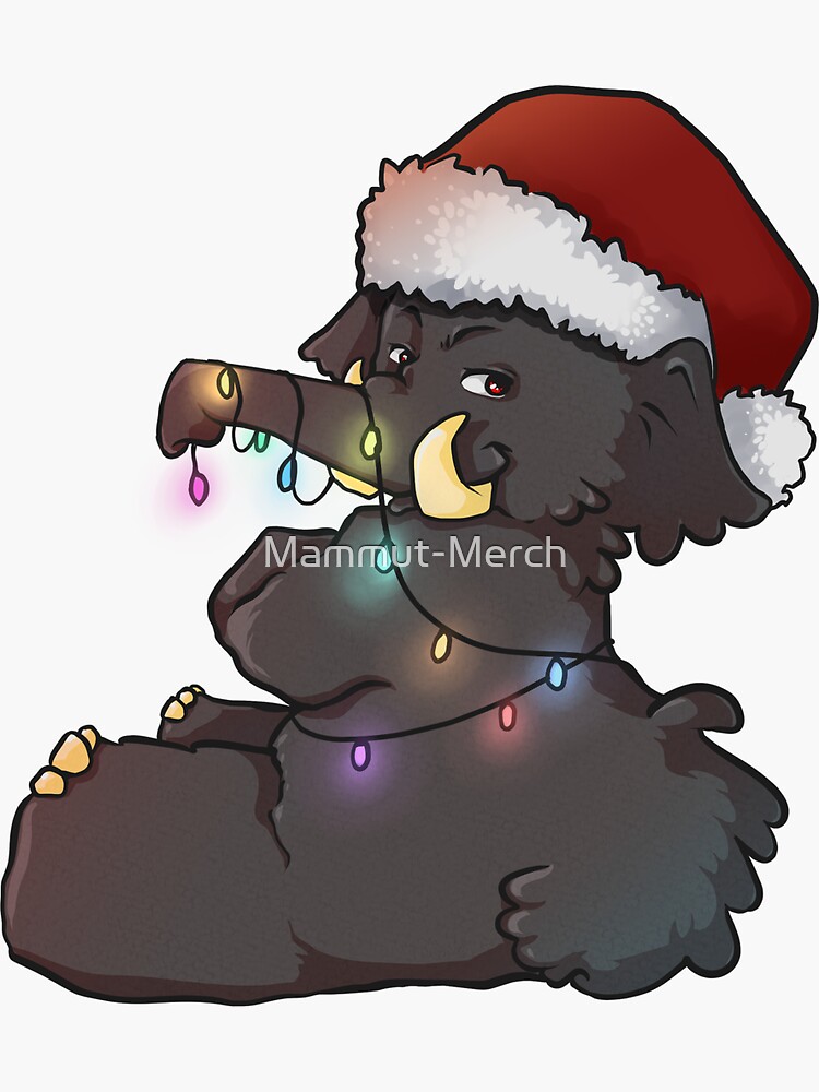 Thumbnail 3 of 3, Sticker, Christmas mammoth designed and sold by Mammut-Merch.