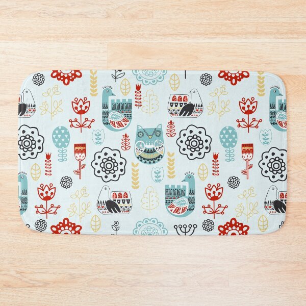 Item preview, Traditional Nordic Folk Art Birds Flowers Pattern Scandinavian designed and sold by EdenLiving.