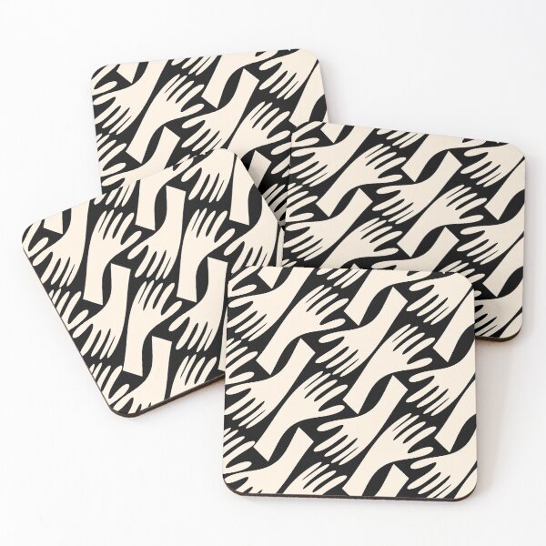 Item preview, Show of Hands Retro Modern Abstract Pattern in Black and Almond Cream designed and sold by kierkegaard.