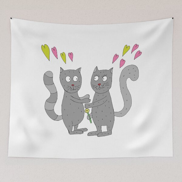 Item preview, Cats in love want to hug each other. designed and sold by Olga81creative.
