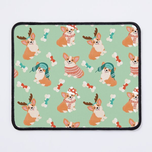 Item preview, Christmas Corgis And Treats Pattern On Green Background designed and sold by simonaburlacu.