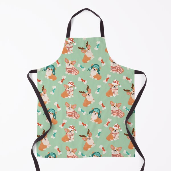 Item preview, Christmas Corgis And Treats Pattern On Green Background designed and sold by simonaburlacu.