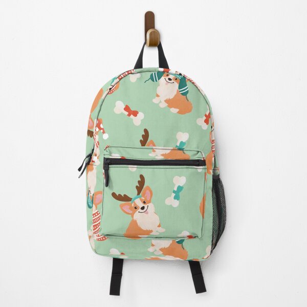 Item preview, Christmas Corgis And Treats Pattern On Green Background designed and sold by simonaburlacu.