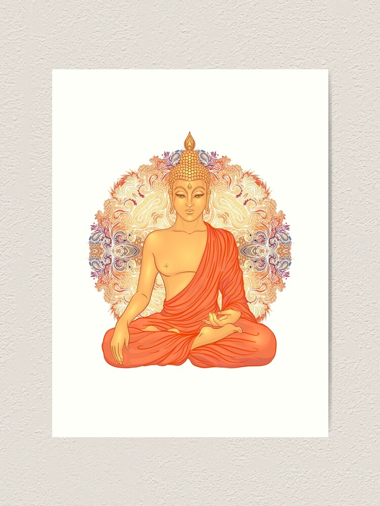 Impression Artistique Bouddha D Or Mandala Par Varka Redbubble
