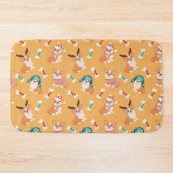 Item preview, Christmas Corgis And Treats Pattern On Orange Background designed and sold by simonaburlacu.
