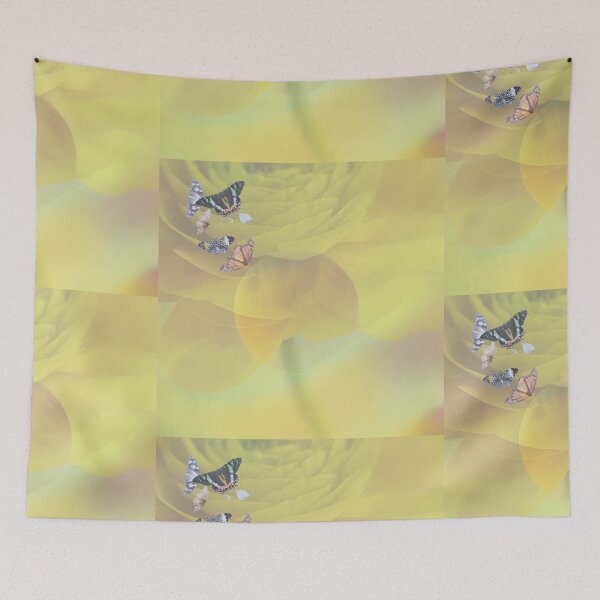 Item preview, Luminous Yellow Flower and Dancing Monarch Butterfly & Milkweed Butterfly In Spring designed and sold by haRexia.