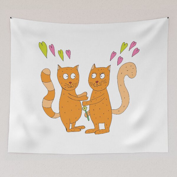 Item preview, Red cats in love want to hug each other. designed and sold by Olga81creative.