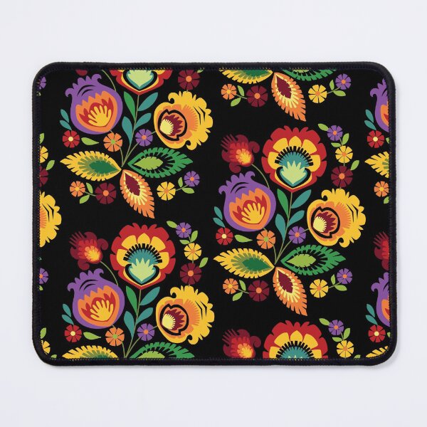 Item preview, Polish Folk Flowers Red on Black designed and sold by Barbara Pixton.