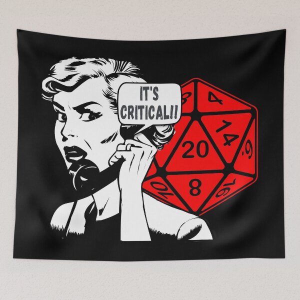 Item preview, Pop Art "It's Critical!!" Comic Woman on Phone AD&D Critical Hit d20 Polyhedral Dice Design designed and sold by Candlewood Museum & Gift Shoppe.